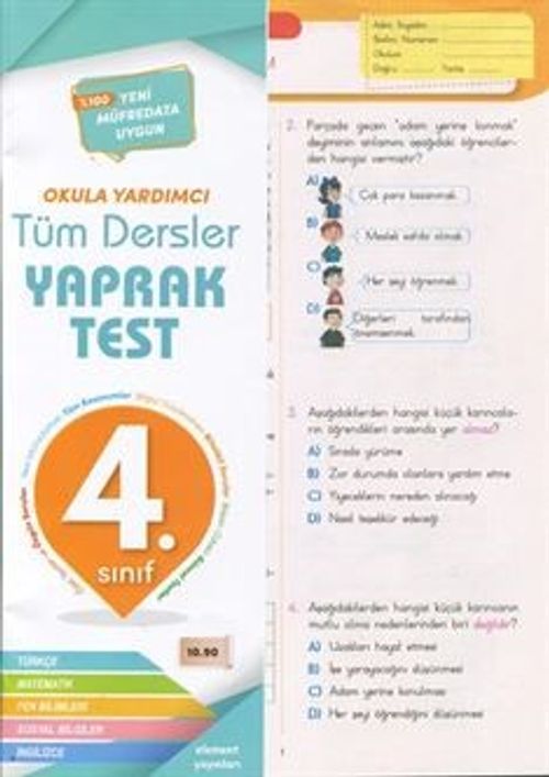 4. Sınıf Tüm Dersler Yaprak Test 47 Test 703 Soru