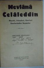 Mevlana Celaleddin Hayatı, Felsefesi, Eserleri  Kod:8-E-12