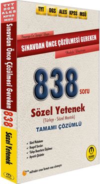 DGS-ALES-TYT Öncesi Çözülmesi Gereken 838 Sözel Yetenek Soru