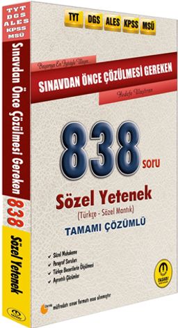 DGS-ALES-TYT Öncesi Çözülmesi Gereken 838 Sözel Yetenek Soru