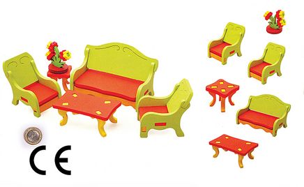 Montessori Ahşap Zeka Oyunları / w-My Home 3D Living Room