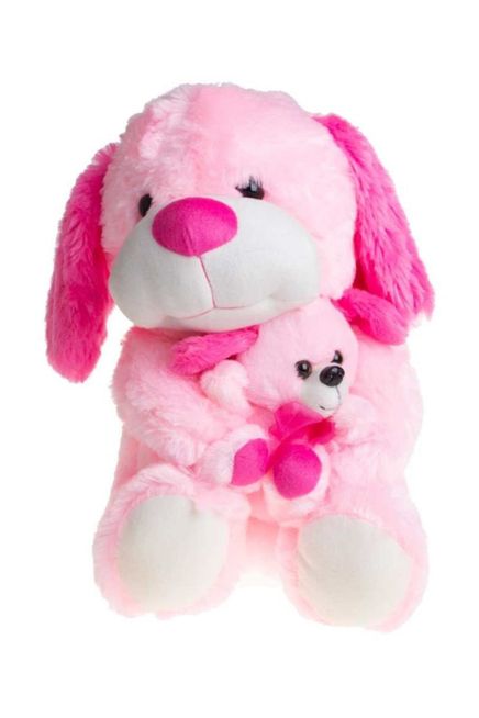 Müzikli Yavrulu Peluş Köpek (Pembe) (837838) (40cm)