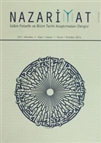 Nazariyat - İslam Felsefe ve Bilim Tarihi Araştırmaları Dergisi Sayı: 1 