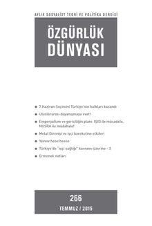 Özgürlük Dünyası / Aylık Sosyalist Teori ve Politika Dergisi / Temmuz 2015 Sayı:266