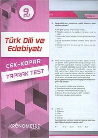 9. Sınıf Türk Dili ve Edebiyatı Çek-Kopar Yaprak Test 