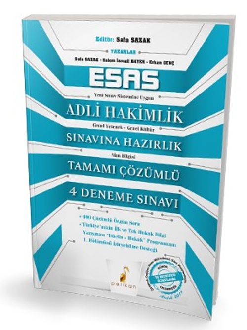 Esas Adli Hakimlik Sınavına Hazırlık Tamamı Çözümlü 4 Deneme Sınavı