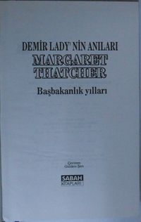 Demir Lady’nin Anıları Başbakanlık Yılları Kod: 11-D-2