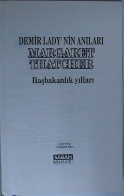 Demir Lady’nin Anıları Başbakanlık Yılları Kod: 11-D-2