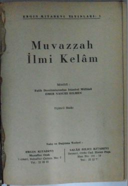 Muvazzah İlmi Kelam Kod: 11-D-9