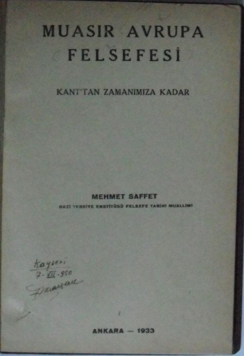 Muasır Avrupa Felsefesi / Kant'tan Zamanımıza Kadar Kod: 7-B-16