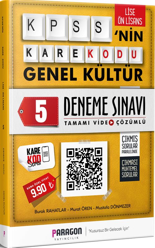 2020 Lise-Önlisans KPSS'nin KareKodu Genel Yetenek Tamamı Video Çözümlü 5 Deneme Sınavı