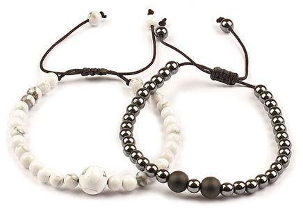 Havlit Hematit Doğal Taş Bileklikler (2'li) (ÇHH-66)