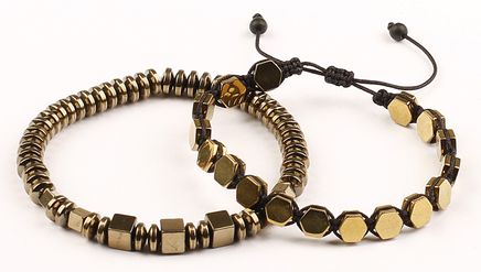 Gold Hematit Taş Bileklikler (2'li) (ÇKS-63)