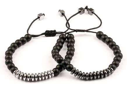 Mat Oniks Hematit Taş Bileklikler (2'li) (ÇSS-57)