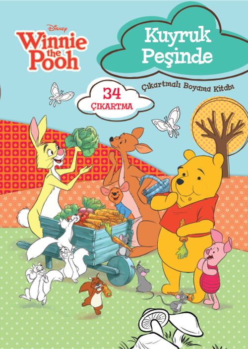 Winnie The  Pooh Kuyruk Peşinde Çıkartmalı Boyama Kitabı 