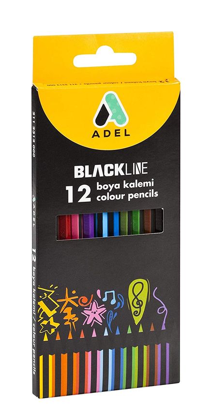 Adel Blackline Boya Kalemi 12 Renk, Tam Boy(2112312)