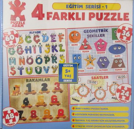 4 Farklı Puzzle / Eğitim Serisi 1 (5+Yaş)