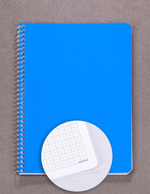 Bookinzi Okul Defteri - 80gr. 70 yaprak  A5 Spiralli Gri Kareli Defter
