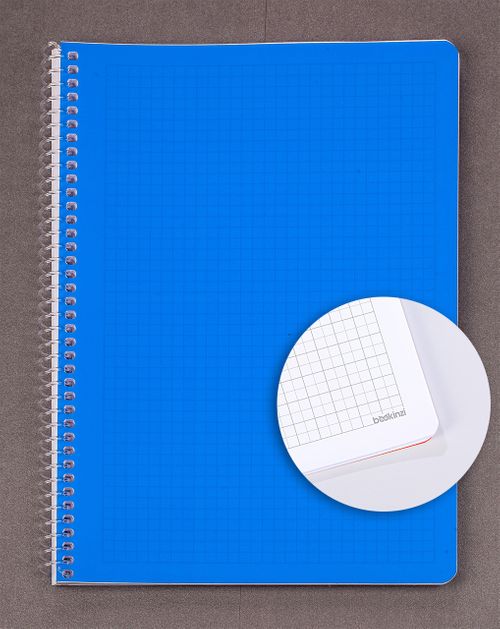 Bookinzi Okul Defteri 80gr. 70 yaprak  B5 Spiralli Gri Kareli Defter
