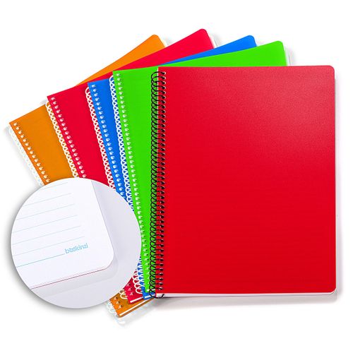 Bookinzi Okul Defteri - 60gr. 70 yaprak A4 Spiralli Mavi Çizgili Defter 5'li Set