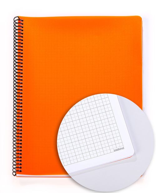 Bookinzi Okul Defteri - 70gr. 120 yaprak  A4 Spiralli Gri Kareli Defter