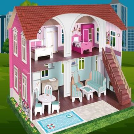 Maket Mobilyalı Oyun Evi Karton Maket 17 Parça 3 Boyutlu(15067)