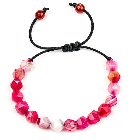 Fasetli Pembe Akik Doğal Taş Bileklik (FPA-77)