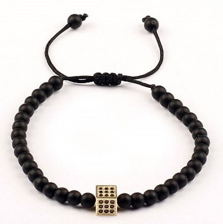 Siyah Mat Oniks Doğal Taş Bileklik (SMZ-86)