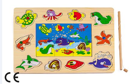 Montessori Ahşap Zeka Oyunları / w-Magnetic Fishing Puzzle2