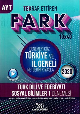 AYT Türk Dili ve Edebiyatı Sosyal Bilimler 1 Fark Tekrar Ettiren 10x40 Denemesi