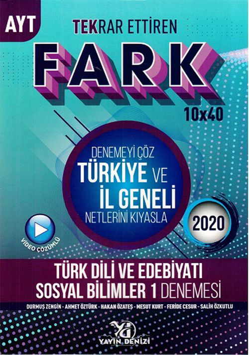 AYT Türk Dili ve Edebiyatı Sosyal Bilimler 1 Fark Tekrar Ettiren 10x40 Denemesi