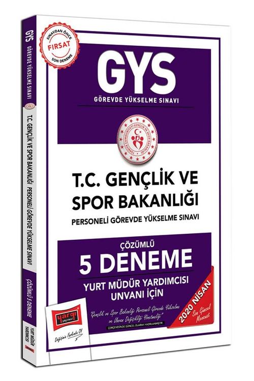 2020 GYS T.C. Gençlik ve Spor Bakanlığı Yurt Müdür Yardımcısı Unvanı İçin Çözümlü 5 Deneme