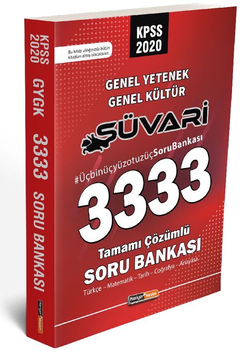2020 KPSS Genel Yetenek Genel Kültür Süvari 3333 Çözümlü Soru Bankası