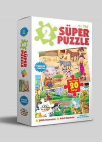 2 Süper Puzzle Çiftlik Hayvanları-Vahşi Hayvanlar 20 Parça