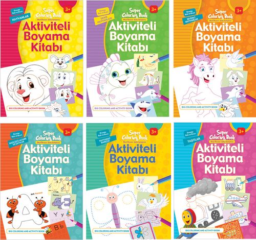 Aktiviteli Boyama Kitapları Seti 2 (6 Kitap)