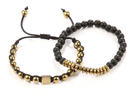 Mat Oniks Gold Hematit Doğal Taş Bileklikler (ÇSG-109)