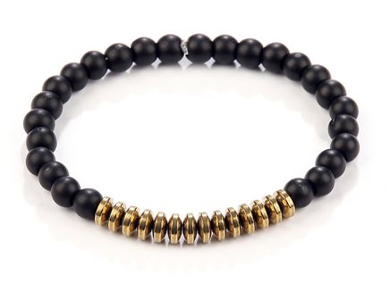 Mat Oniks ve Gold Hematit Doğal Taş Bileklik (SGS-95)