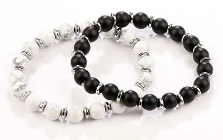 Siyah Mat Oniks Havlit Doğal Taş Bileklikler (ÇSH-90)