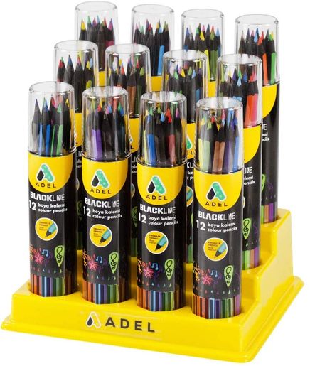 Adel Blackline Metal Tüp Boya Kalemi 12 Renk, Tam Boy(312013)