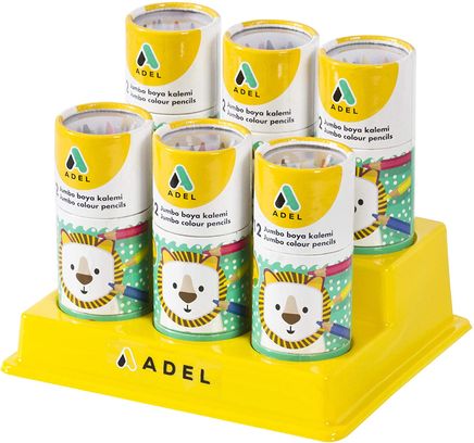 Adel Jumbo Hexa Kuru Boya Kalemi Yarım Boy 12 Renk Karton Tüp (2119520101)