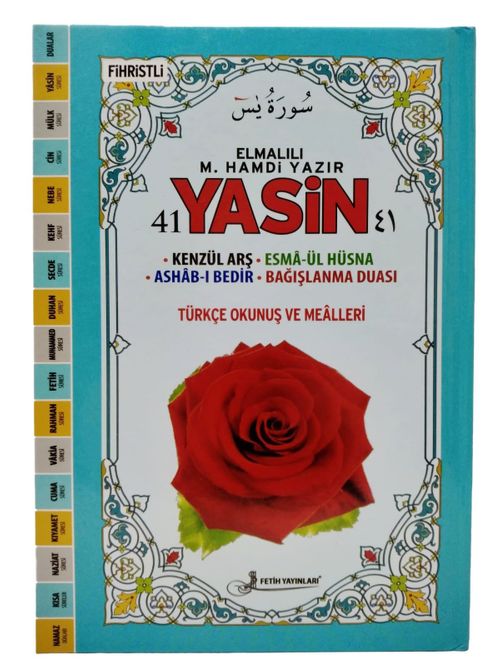 41 Yasin Fihristli - Türkçe Okunuş ve Mealleri Kod:F030 (Ciltli - Orta Boy)