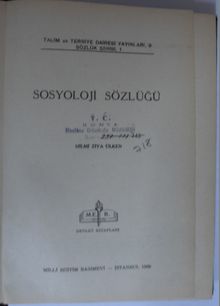Sosyoloji Sözlüğü Kod:12-B-26
