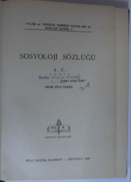 Sosyoloji Sözlüğü Kod:12-B-26
