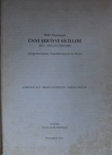 Ünye Şer’iyye Sicilleri/1813-1872 Kod: 1-X-18