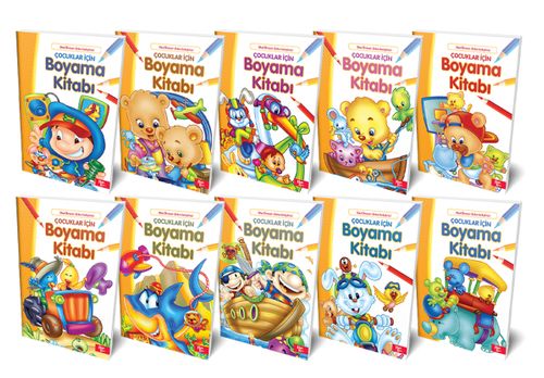 Çocuklar İçin Boyama Kitabı Seti (10 Kitap)
