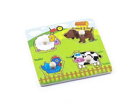 Montessori Ahşap Zeka Oyunları / w-Grip Parts Farm Animals
