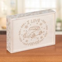 Sürgülü Ahşap Kutu - I Love Vosvos