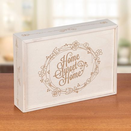 Sürgülü Ahşap Kutu - Home Sweet Home