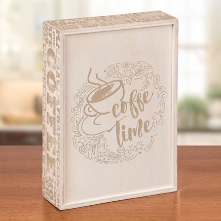 Sürgülü Ahşap Kutu - Coffe Time