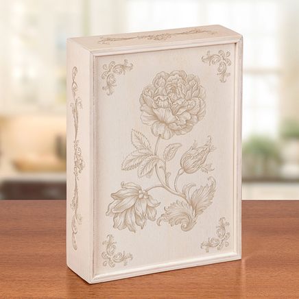 Sürgülü Ahşap Kutu - Barok Güller